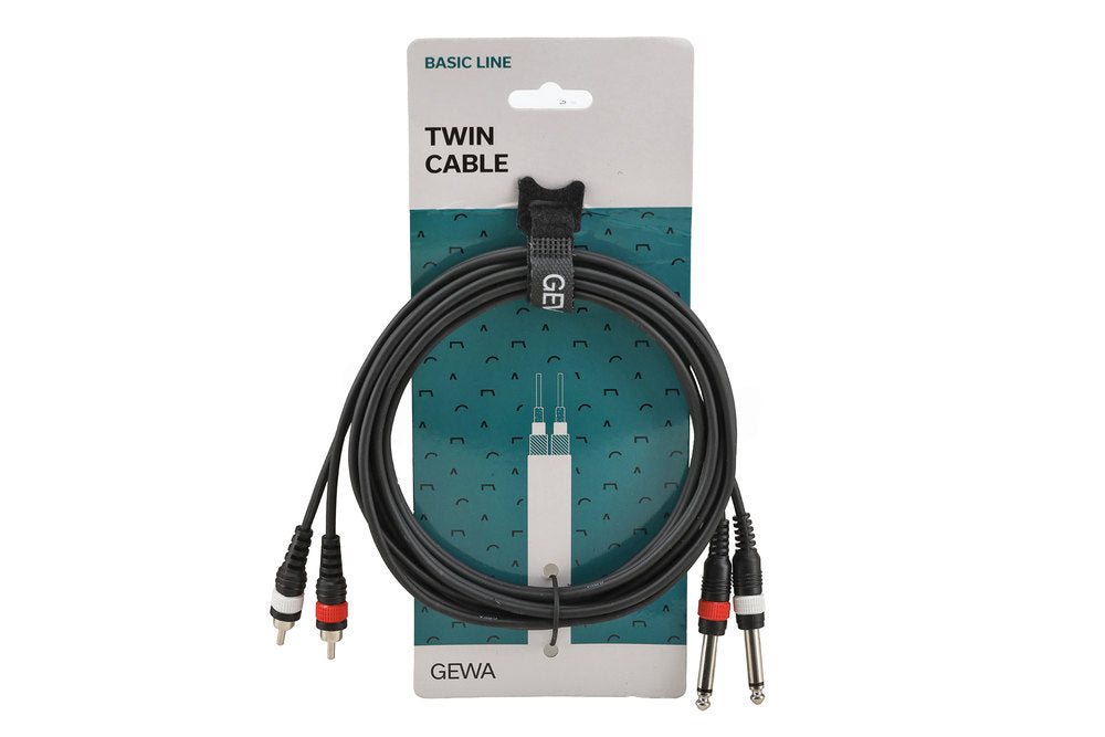 Double câble GEWA Basic Line 3 m, 2 x jack vers 2 x cinch