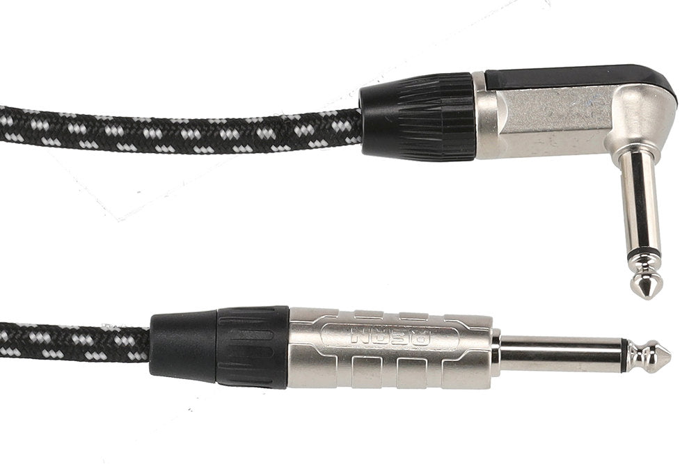 GEWA Pro Line câble d'instrument 6 m, tweed noir et blanc, jack coudé