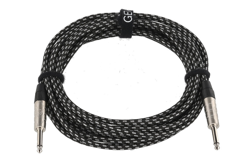 GEWA Pro Line câble d’instrument 6 m, tweed noir et blanc, jack droit