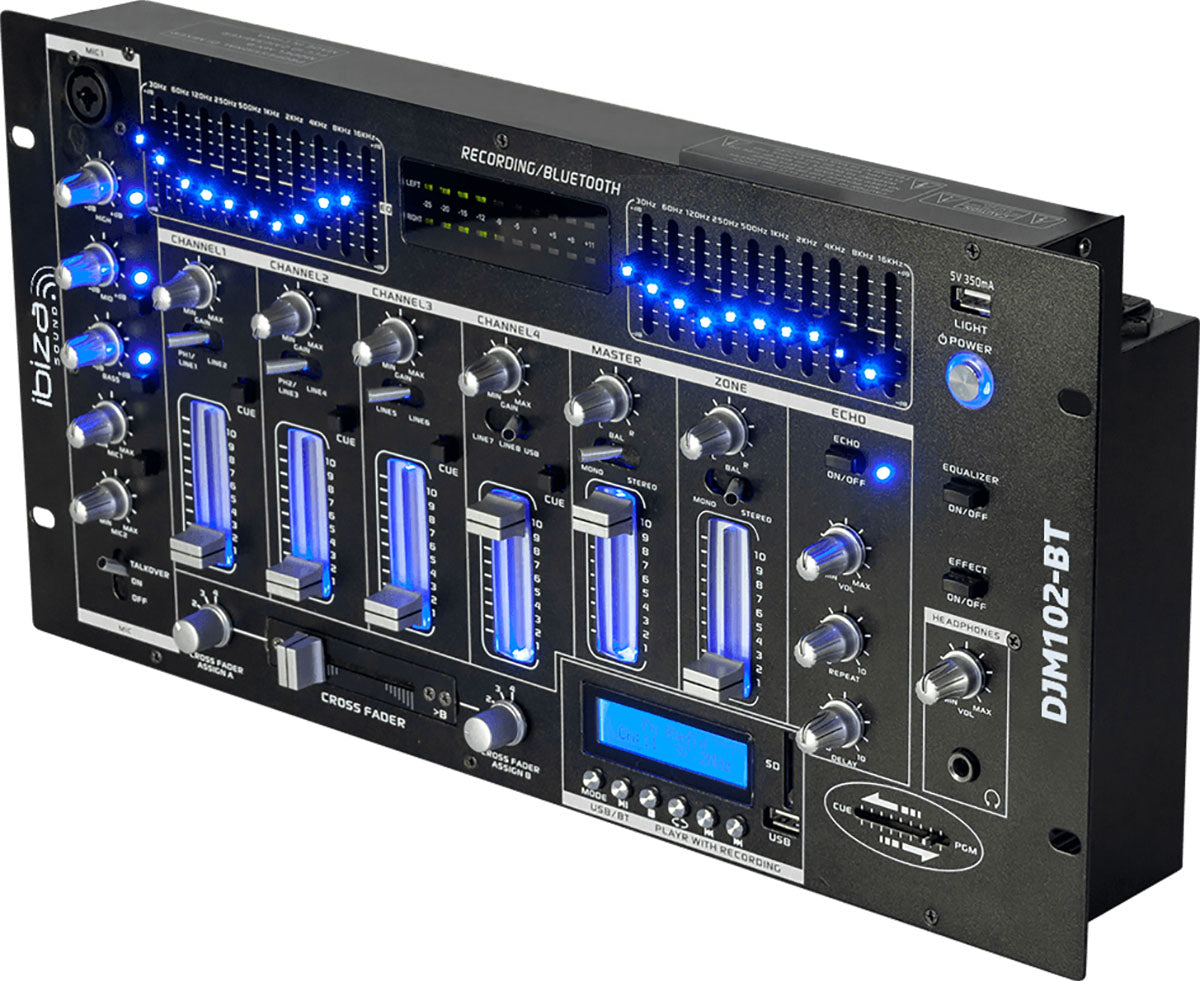 Ibiza 6-channel Mixer/12 inputs w. USB and Bluetooth