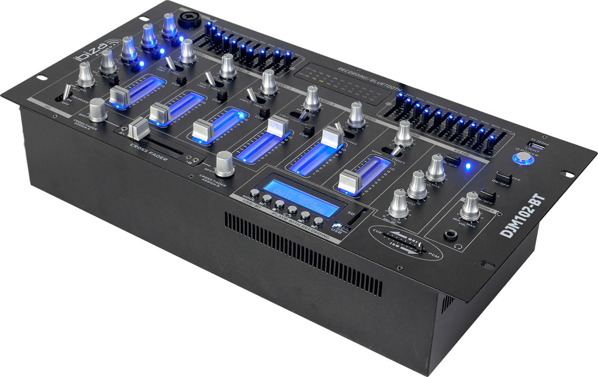 Ibiza 6-channel Mixer/12 inputs w. USB and Bluetooth