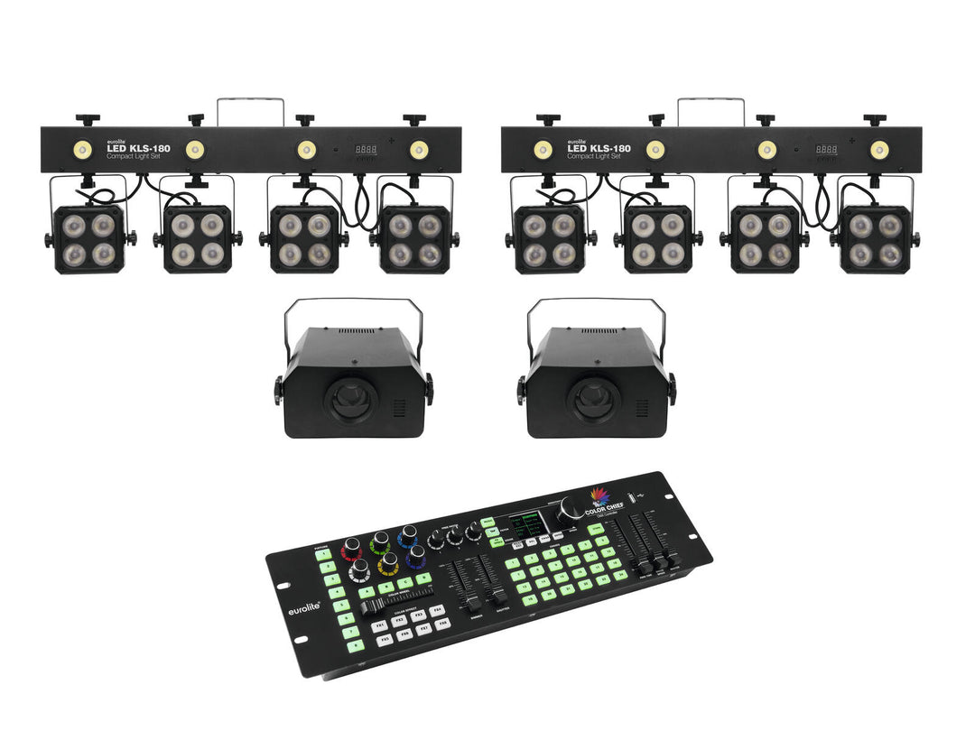 EUROLITE Set 2x LED KLS-180 + 2x LED WF-40 + contrôleur DMX LED Color Chief