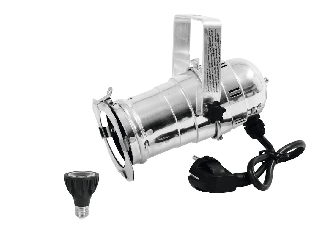 EUROLITE Set PAR-20 Spot argenté + PAR-20 230V COB 6W E-27 LED 1800-3000K dim2warm