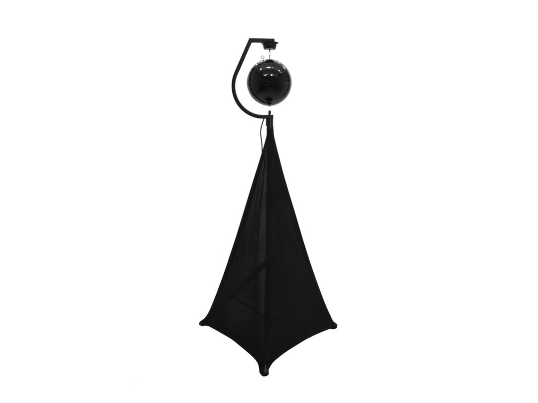 EUROLITE Ensemble boule à facettes 30 cm noire avec stand et cover de trépied noir