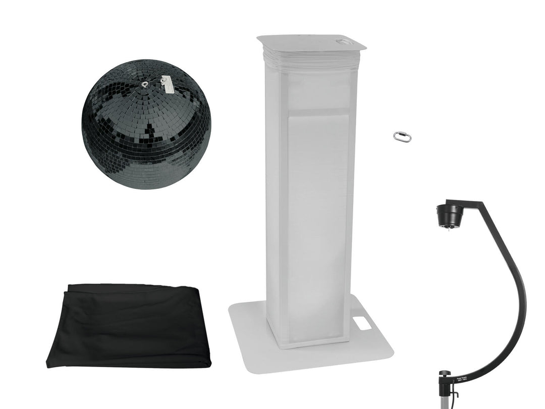 EUROLITE Set boule à facettes 50 cm noire avec support de sol Stage variable + housse noire
