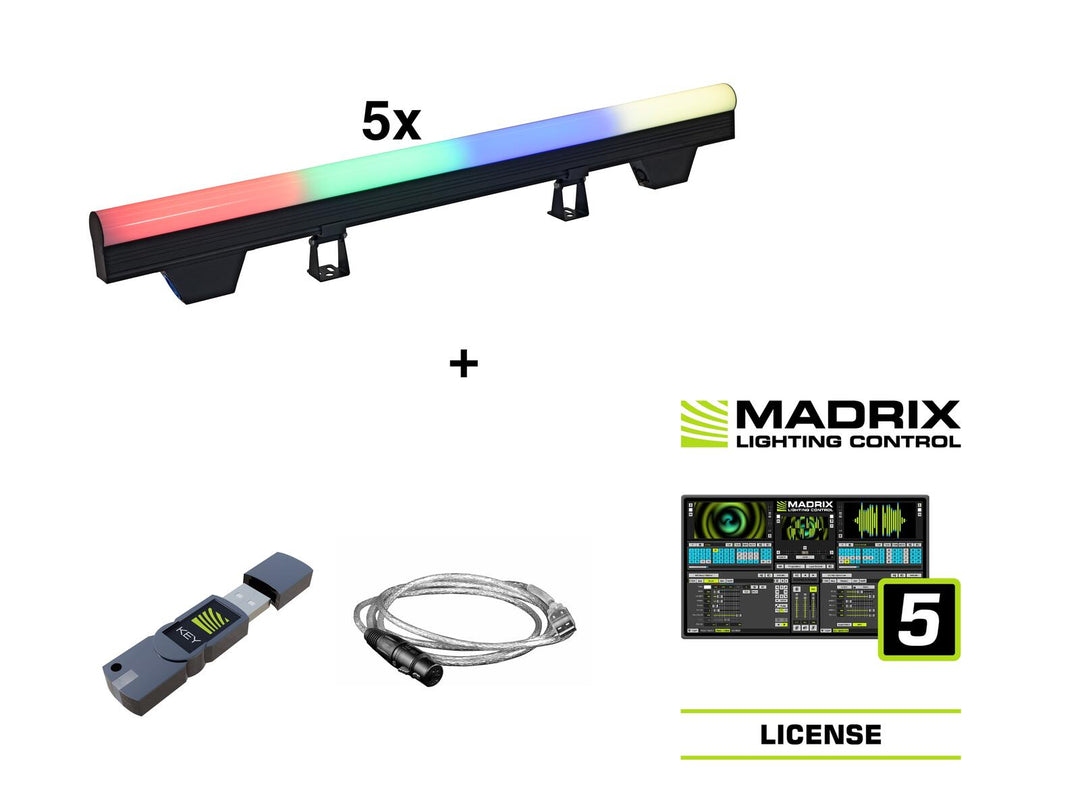 EUROLITE Set 5x LED PT-100/32 Pixel DMX Tube + logiciel Madrix