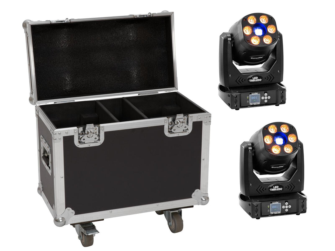 EUROLITE Set 2x LED TMH-H90 + case à roulettes