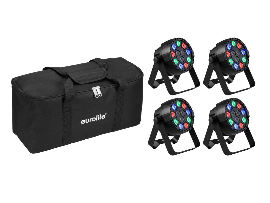 EUROLITE Set 4x AKKU Mini PARty RGBW Spot MK2 + Sac souple