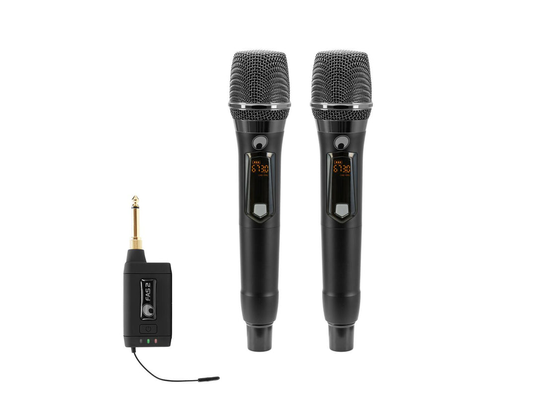 OMNITRONIC set FAS TWO + 2x microphones sans fil dynamiques. 660-690MHz