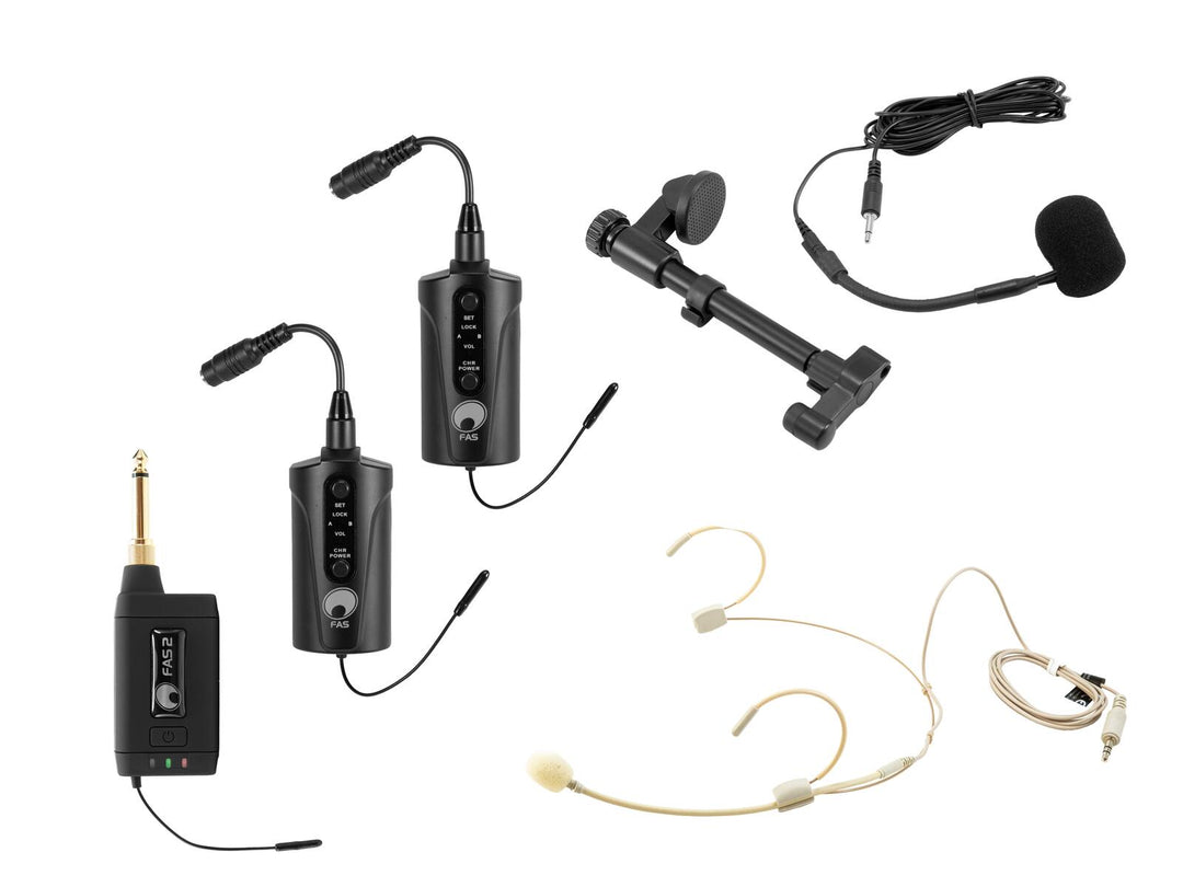 OMNITRONIC set FAS TWO + 2x BP + casque + microphone pour guitare acoustique 660-690MHz