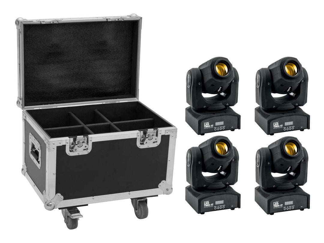 EUROLITE Set 4x LED TMH-17 Spot + valise à roulettes