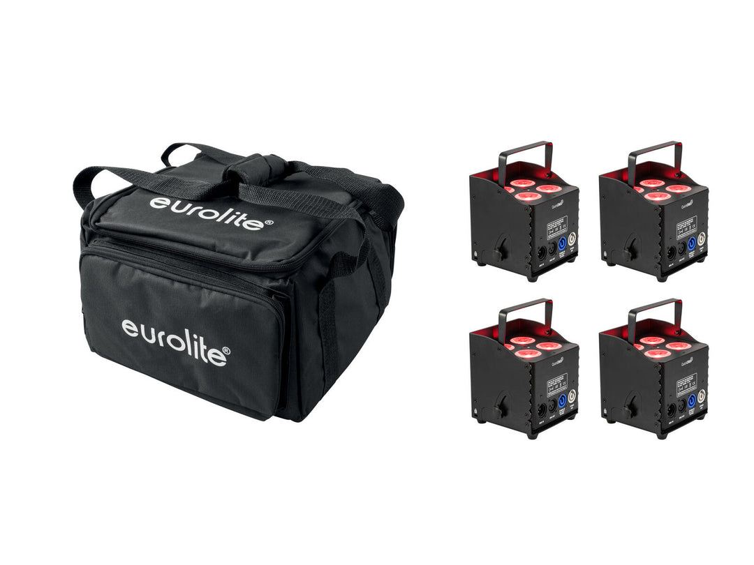 EUROLITE Set 4x AKKU UP-4 QCL Spot QuickDMX MK2 + sac souple