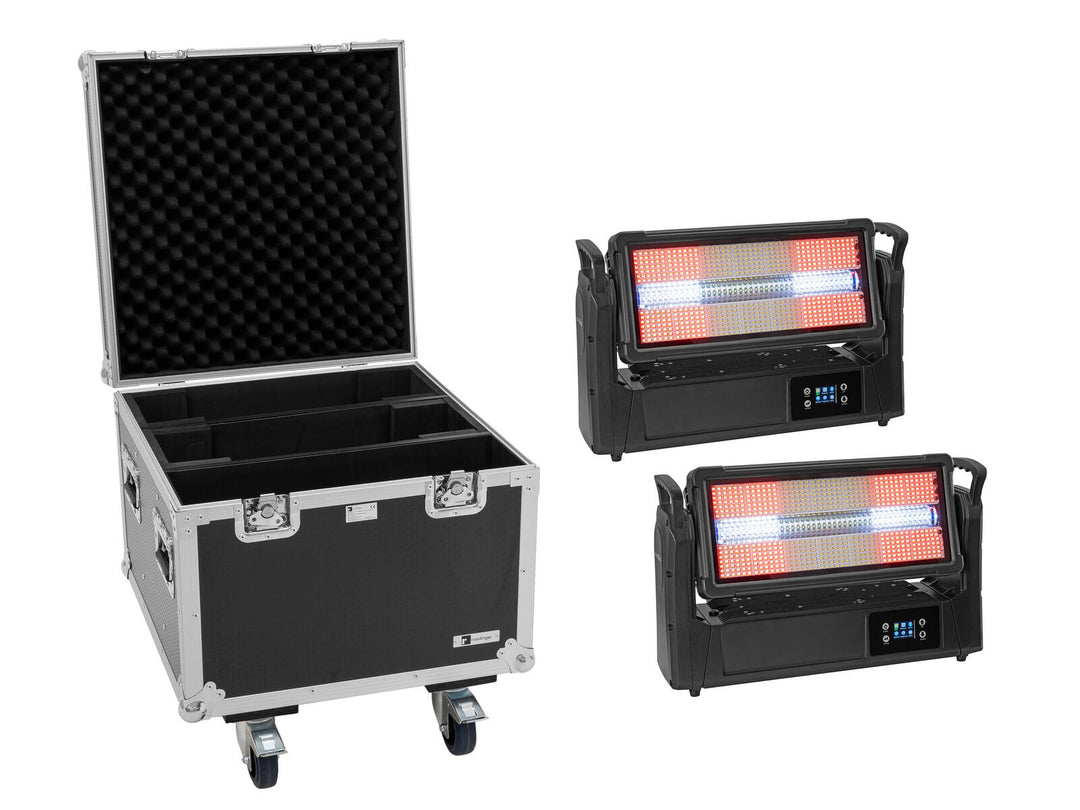 EUROLITE Set 2x LED IP Mega PIX Strobe 714 SWING + Flightcase à roulettes