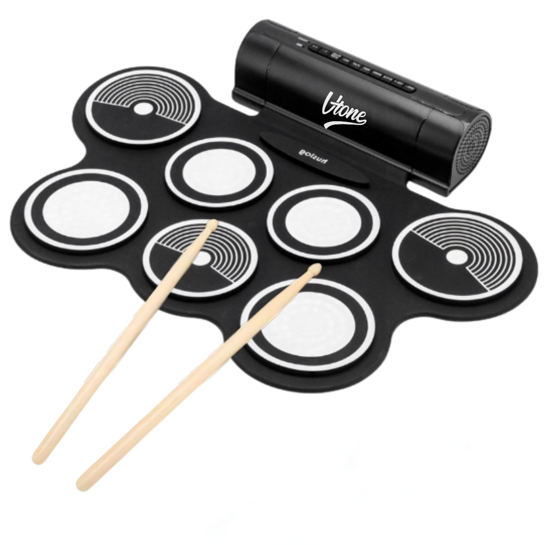 V-TONE RD7 Elektronisk Trommesæt – Roll-Up Drum Kit med 7 Pads, Pedaler og Højtalere