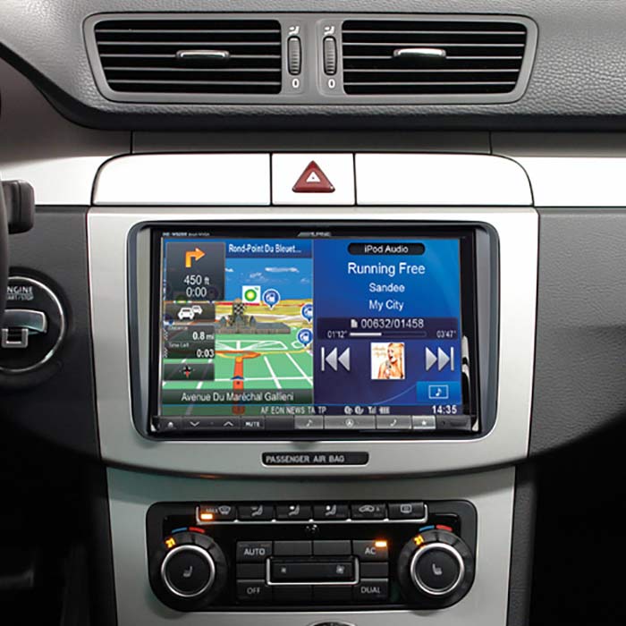 Kit de montage 2-DIN 8" pour VW avec écran blanc