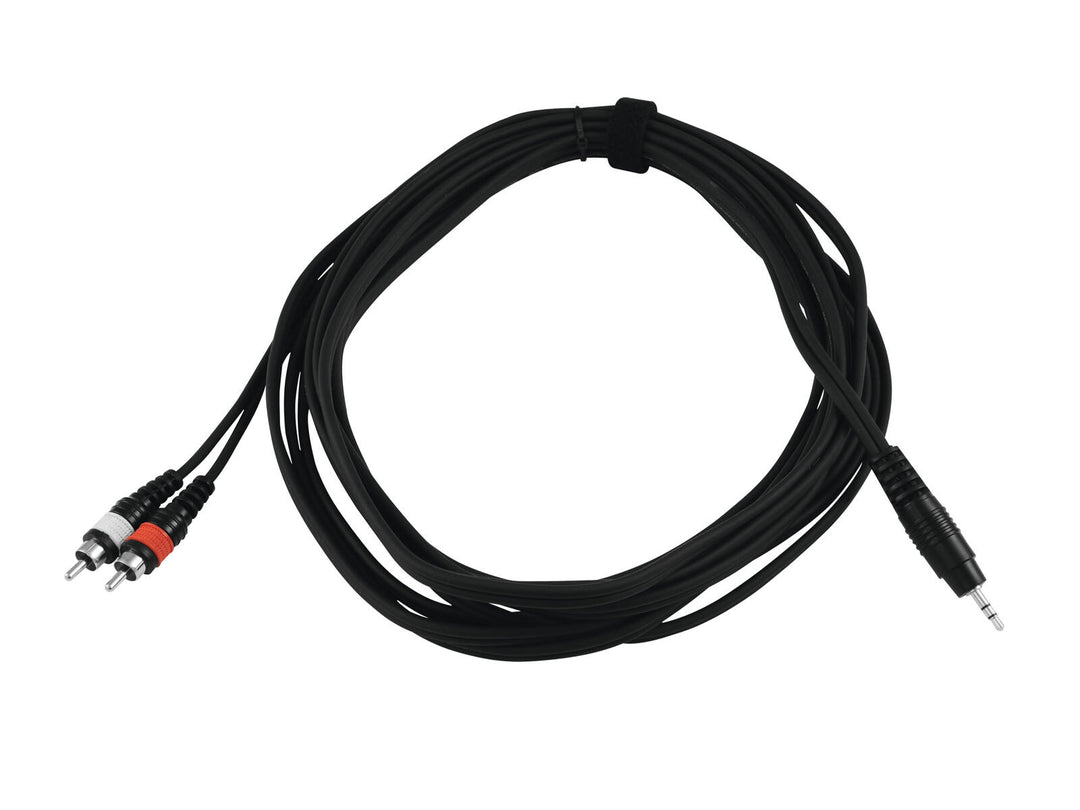OMNITRONIC Câble adaptateur Jack 3.5/2xRCA 6m bk