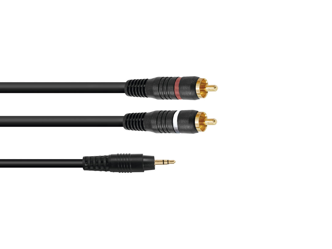 OMNITRONIC Câble adaptateur Jack 3.5/2xRCA 1m bk