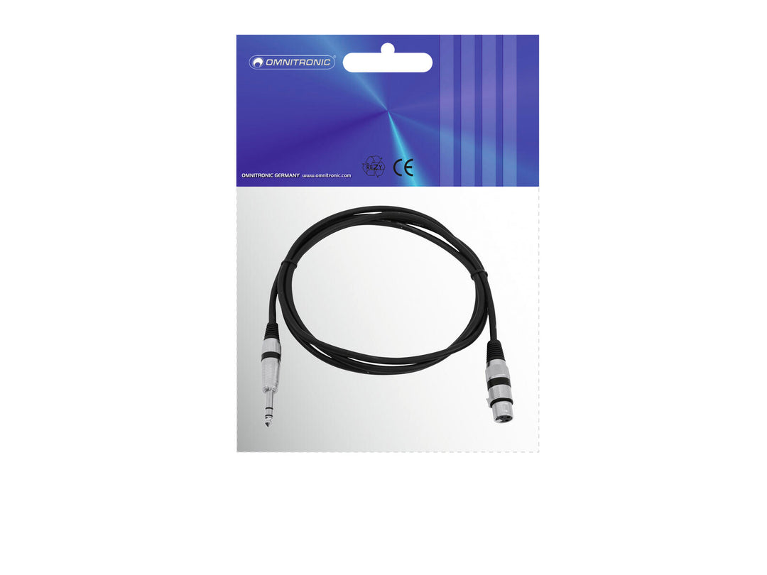 OMNITRONIC câble adaptateur XLR(F)/Jack stéréo 2m bk