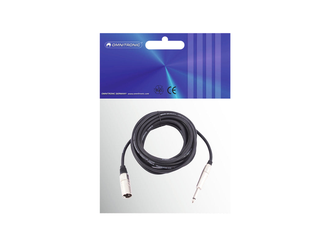 OMNITRONIC câble adaptateur XLR(M)/Jack mono 10m bk