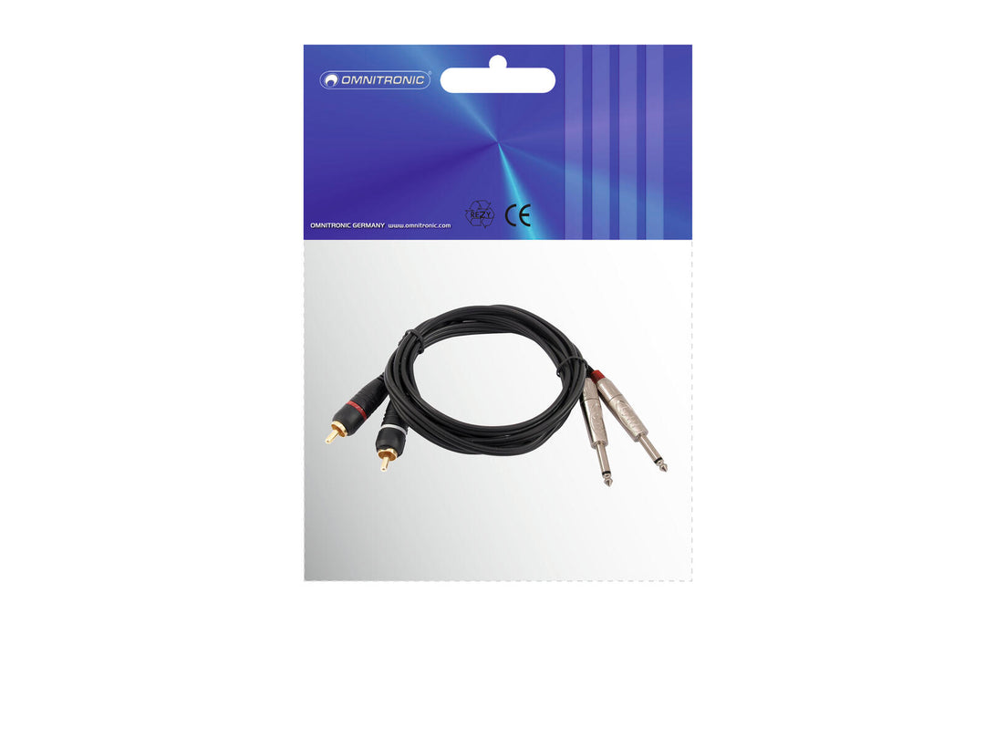 Câble adaptateur OMNITRONIC 2xJack/2xRCA 1m bk