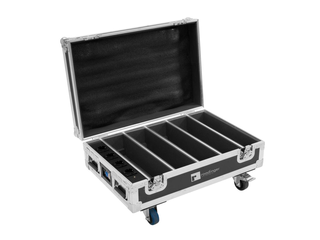 ROADINGER Flightcase 4x AKKU BAR-6 Glow QCL Flex QuickDMX avec fonction de recharge