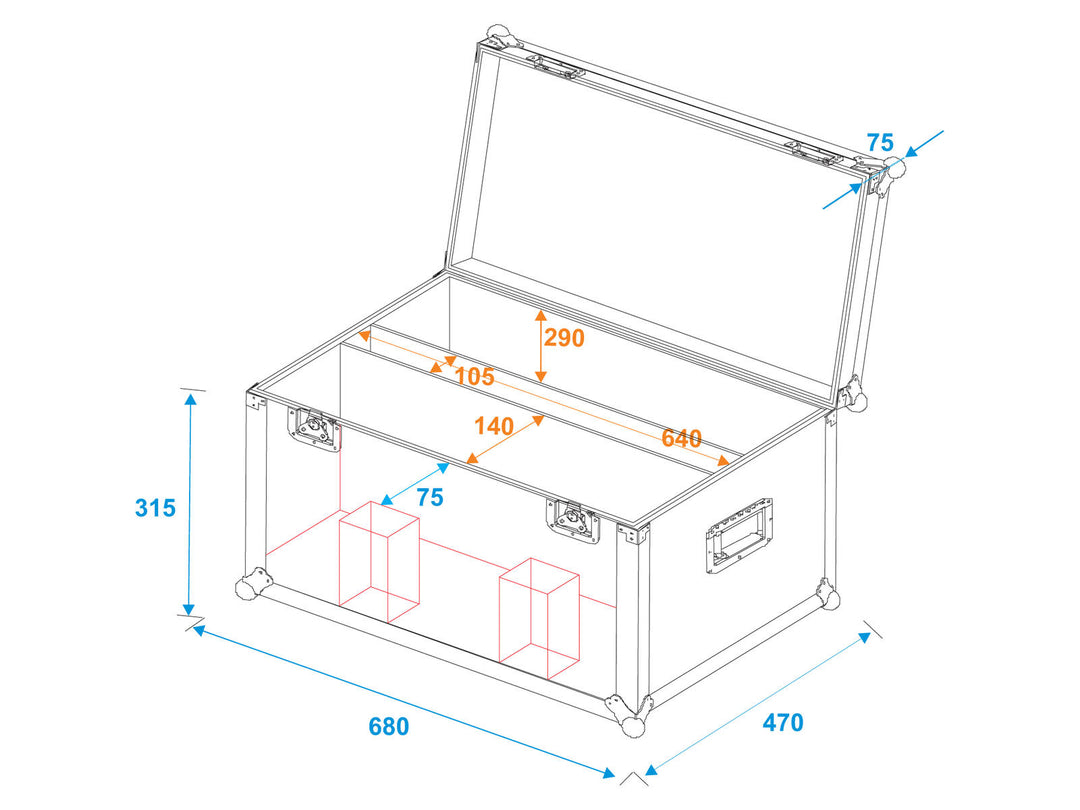 ROADINGER Flight-case 2x LED PLL-480