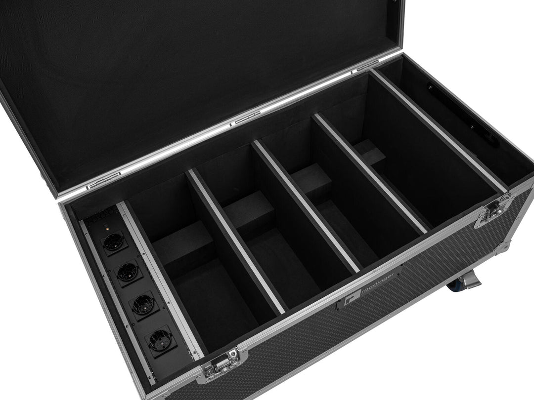 ROADINGER Flightcase 4x AKKU Multiflood IP 8x10W RGBW Wash CRMX avec fonction de recharge