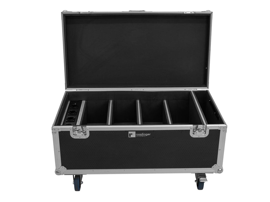 ROADINGER Flightcase 4x AKKU Multiflood IP 8x10W RGBW Wash CRMX avec fonction de recharge