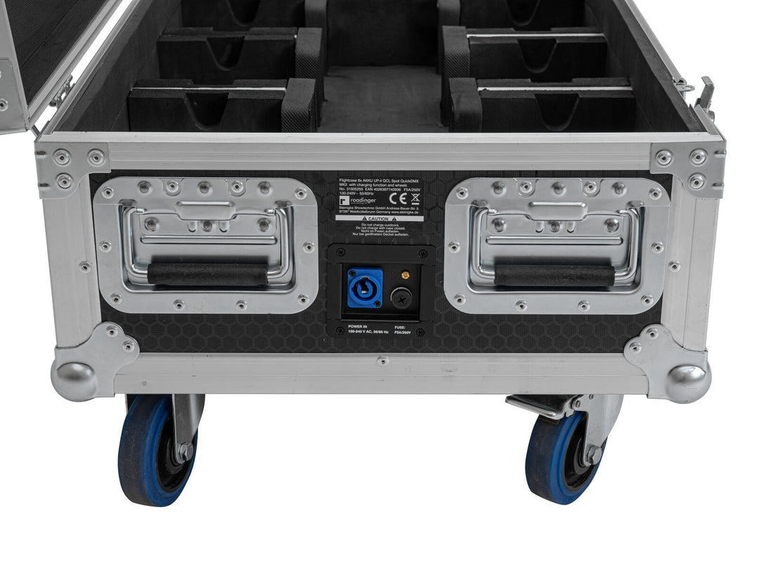 ROADINGER Flightcase pour 6x AKKU UP-4 QCL Spot QuickDMX MK2 avec fonction de charge et roulettes