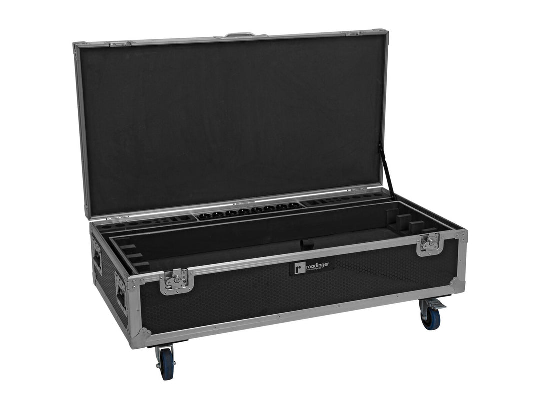 ROADINGER Flightcase 8x AKKU IP Pixel Tube 360° PRO CRMX avec fonction de chargement et roulettes