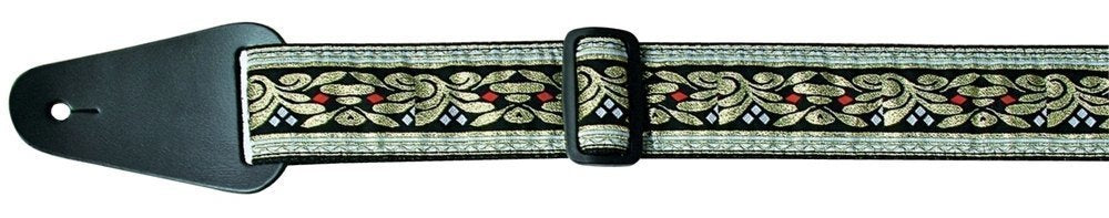 Fire & Stone Folk Jacquard sangle de guitares, claire avec noir et doré