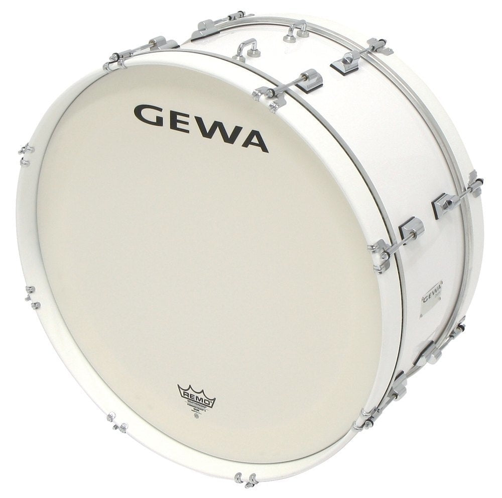 GEWA grosse caisse de marche 24" x 10", blanche, peau Remo