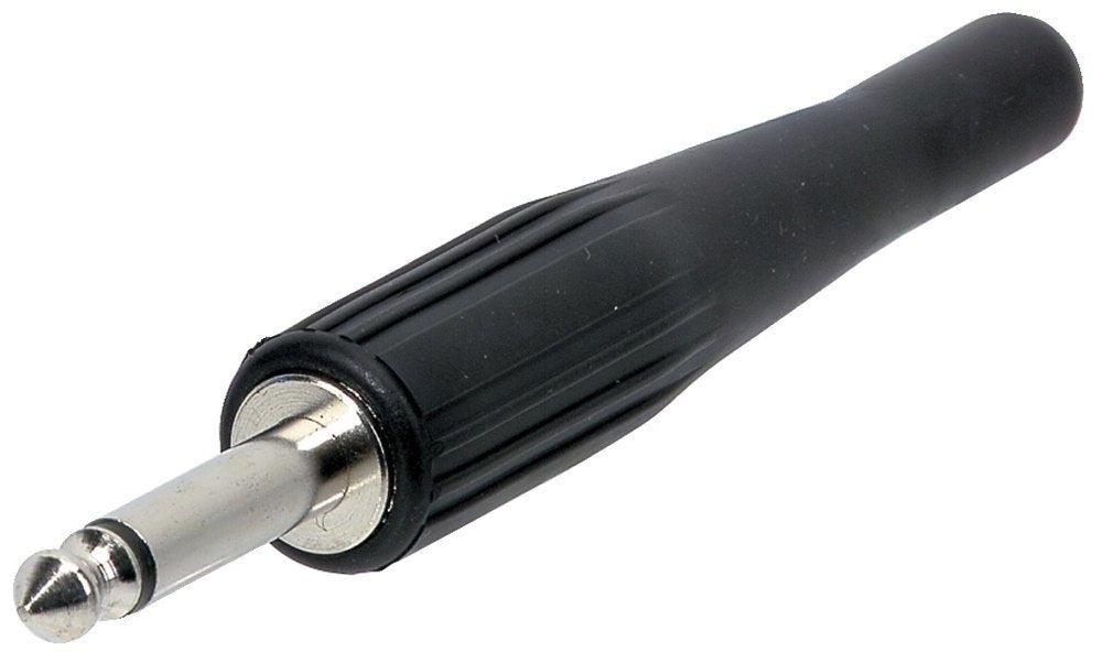 Fiche jack mono GEWA 6,3 mm avec long passe-câble en caoutchouc