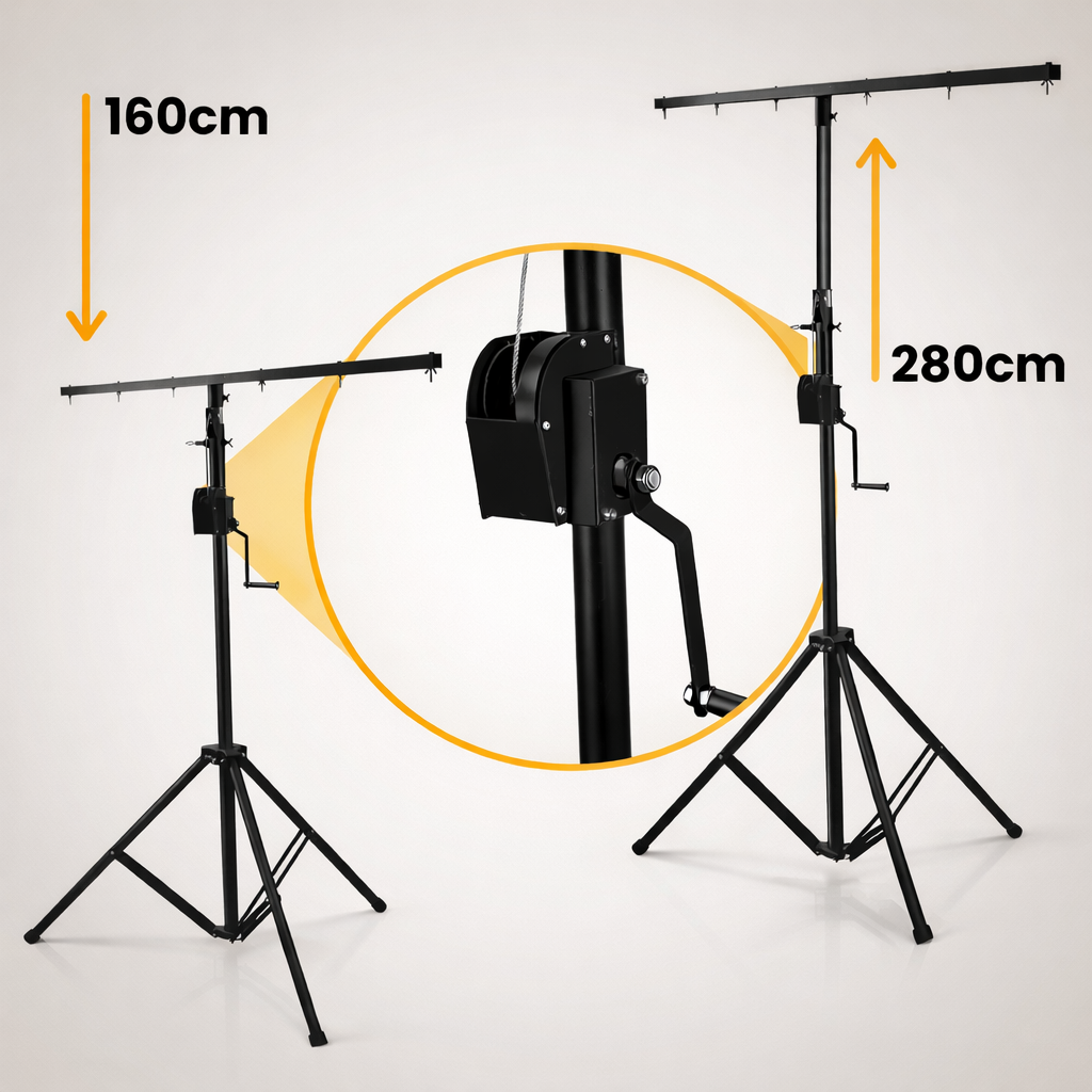 Hardman LS2 wind-up, pied d’éclairage, de 1,6 à 2,8 m, 50 kg