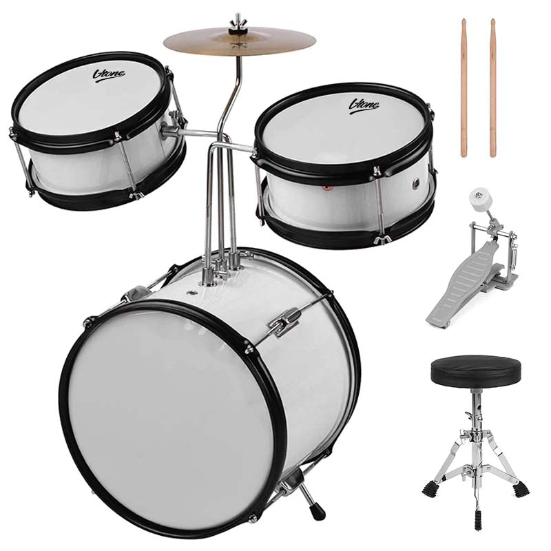 V-TONE VD Junior WH Ensemble de batterie pour enfants – Ensemble de batterie acoustique blanc pour enfants