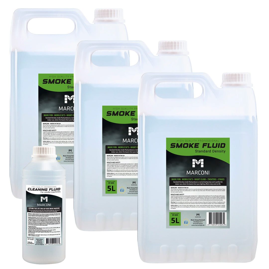 3 x 5L Liquide à fumée (Standard Density) + 250ml Liquide de nettoyage
