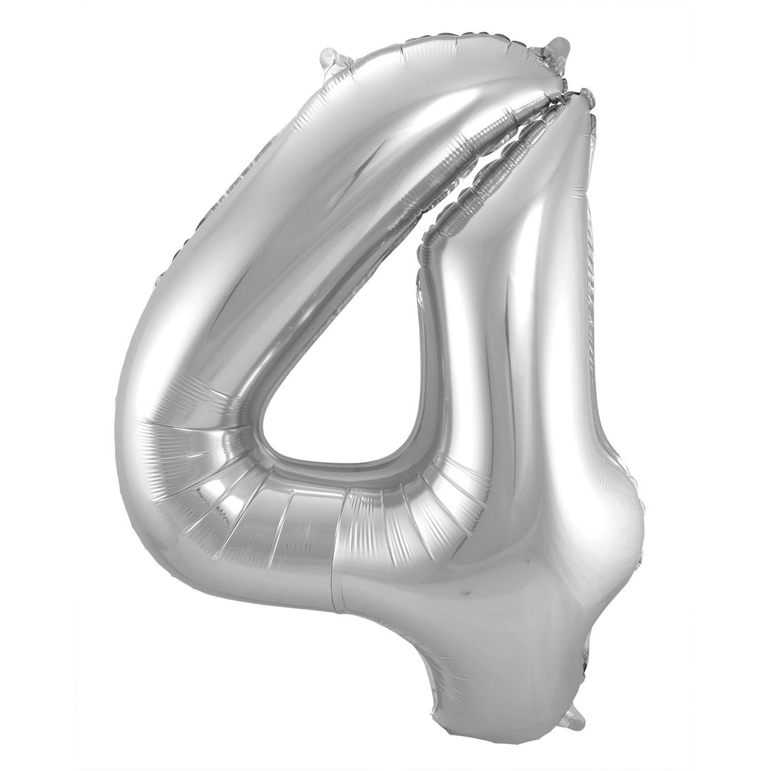 Ballon en Forme de Chiffre 4 (Argent, 86 cm)