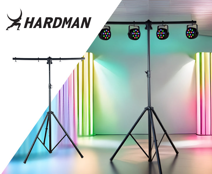 Hardman HLS2 pied d’éclairage avec T-bar, 2,5 m, 70 kg, noir