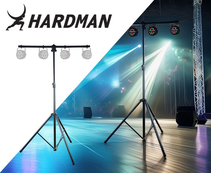Pied d'éclairage Hardman HLS3 avec barre en T et goupille automatique, 2,5 m