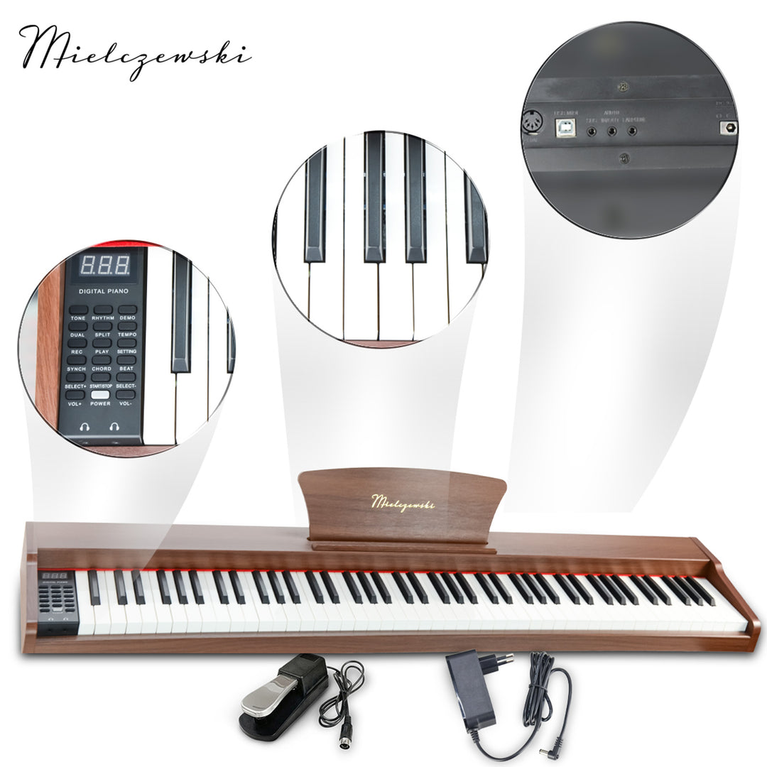 Mielczewski digitalpiano avec pieds en métal, marron