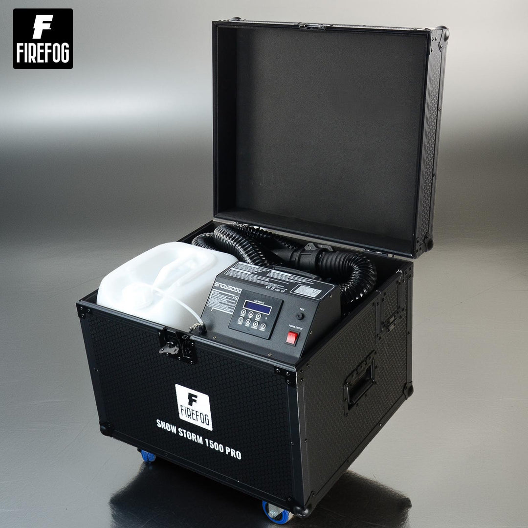 Machines à neige Firefog Snow Storm 1500 Pro de 1500 W dans un flightcase