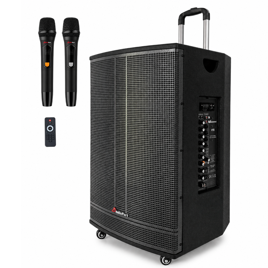 Audioport V15 enceinte active portable de 500 W avec 2 microphones