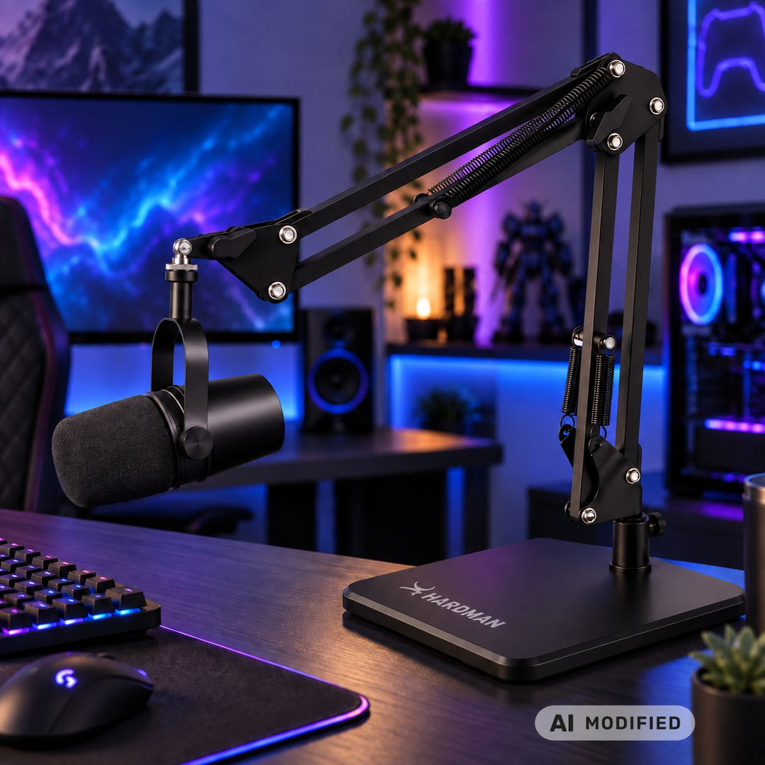 Support de microphone de table Hardman avec base et bras lourds, jusqu'à 2,5 kg