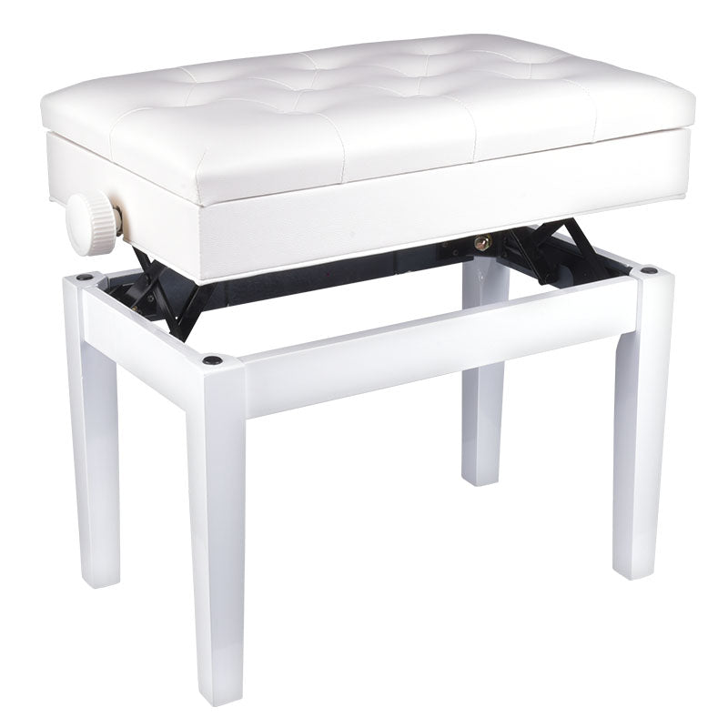 Banquette de piano – rangement et hauteur réglable (blanche)