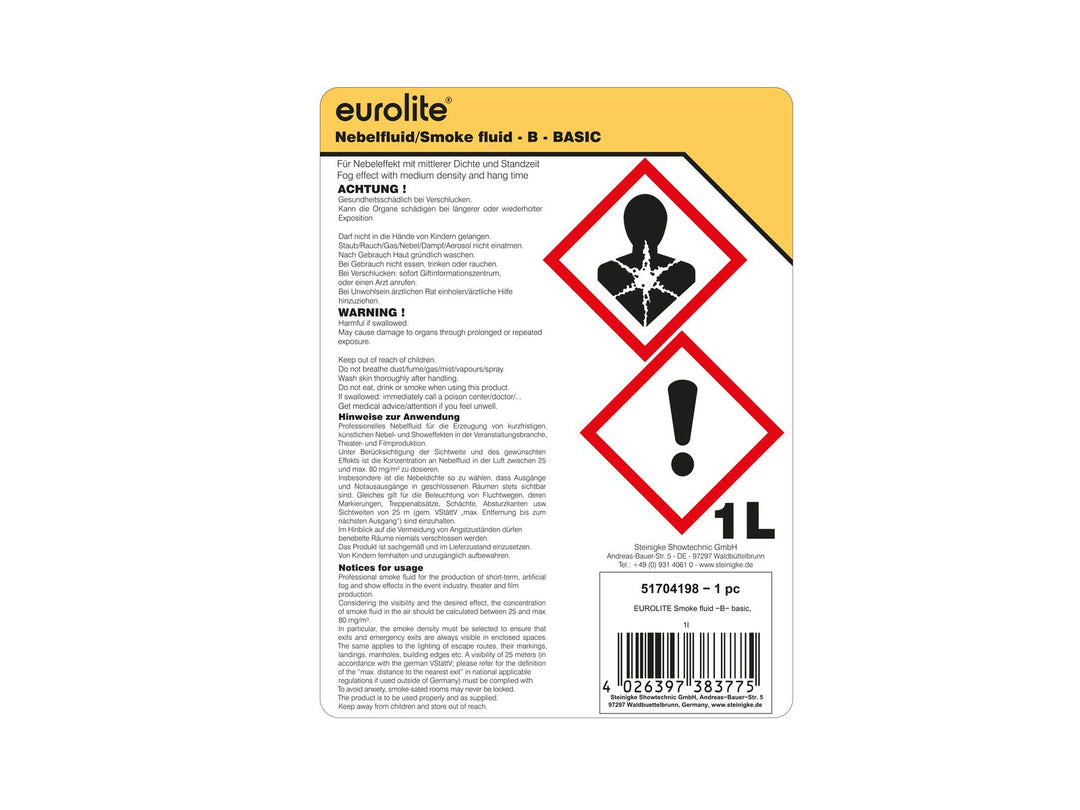 EUROLITE SMOKE FLUID -B- Basic, 1l liquide à fumée