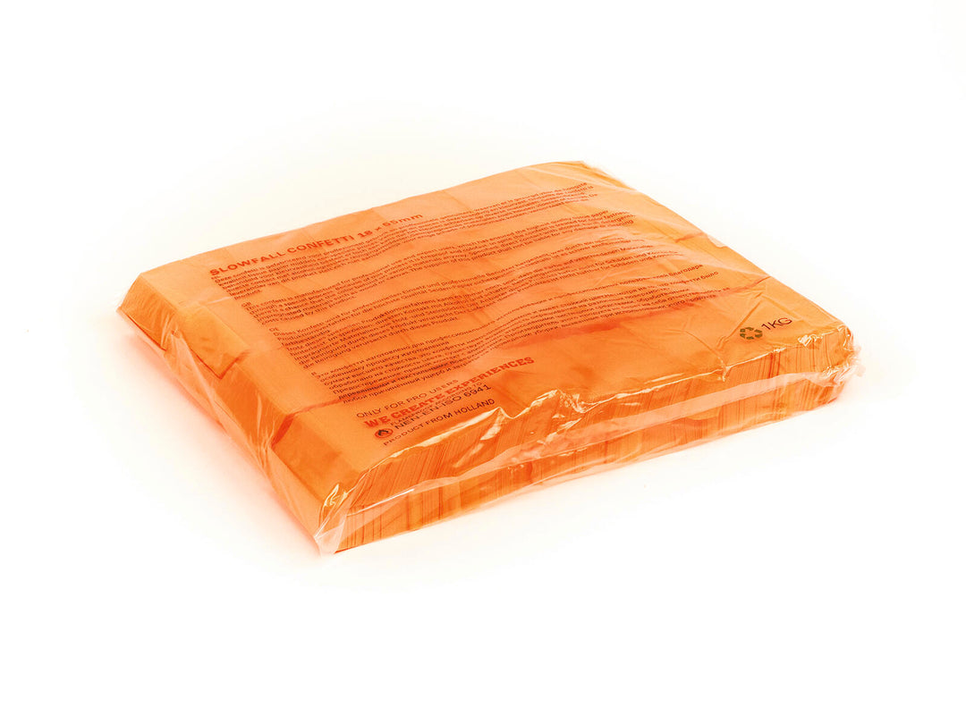 TCM FX Slowfall Confetti Rectangular 55x18mm, orange néon, actif aux UV, 1kg