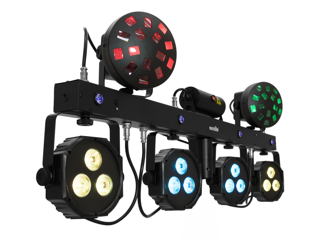 EUROLITE Ensemble LED KLS Laser Bar Next FX Light Set + support pour système d'enceintes M-4