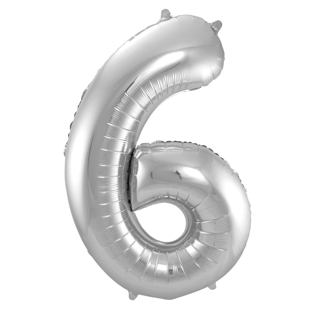 Ballon en Forme de Chiffre 6 (Argent, 86 cm)