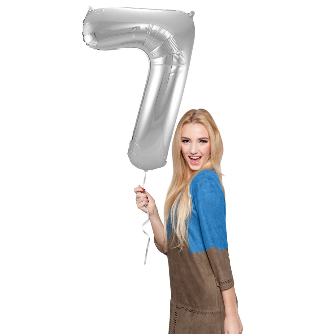 Ballon en Forme de Chiffre 7 (Argent, 86 cm)