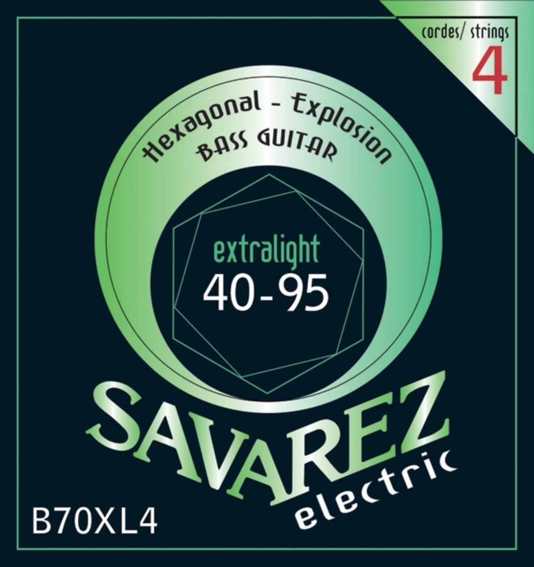 Cordes de basse électrique Savarez Hexagonal Explosion - 4 cordes Ex-Light (B70XL4)